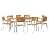 thumbnail of vidaXL Garten Essgruppe 9 pcs Braun Massives Teakholz & Edelstahl