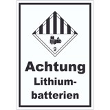 thumbnail of Aufkleber Achtung Lithiumbatterien Gefahrgutklasse 9a A2 (420x594mm)