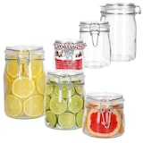 thumbnail of 6tlg Set NORMA Vorratsglas 0,5L 0,75L 1L Bügelverschluss luftdicht Einmachgläser