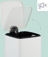 thumbnail of Relaxdays Kosmetikeimer, 6 L, Absenkautomatik, entnehmbarer Inneneimer, Metall, Bad Mülleimer, inkl. Müllbeutel, weiß