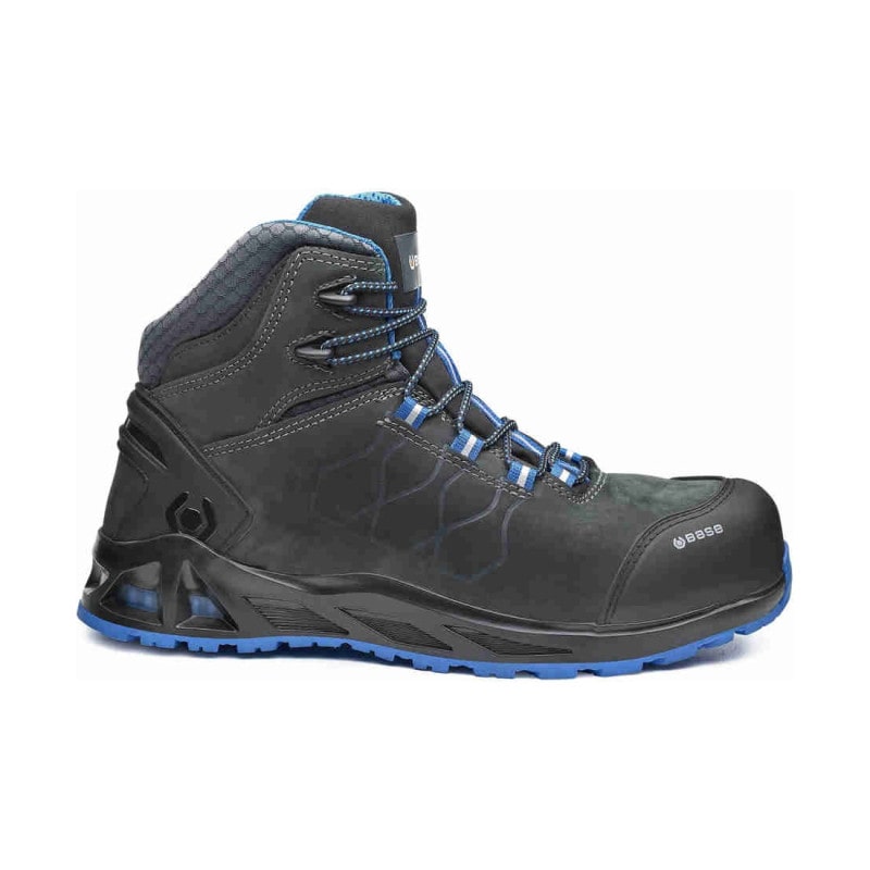 Base - Baskets de sécurité hautes en cuir noir et  bleu K-ROAD TOP S3 Noir / Bleu Taille 44