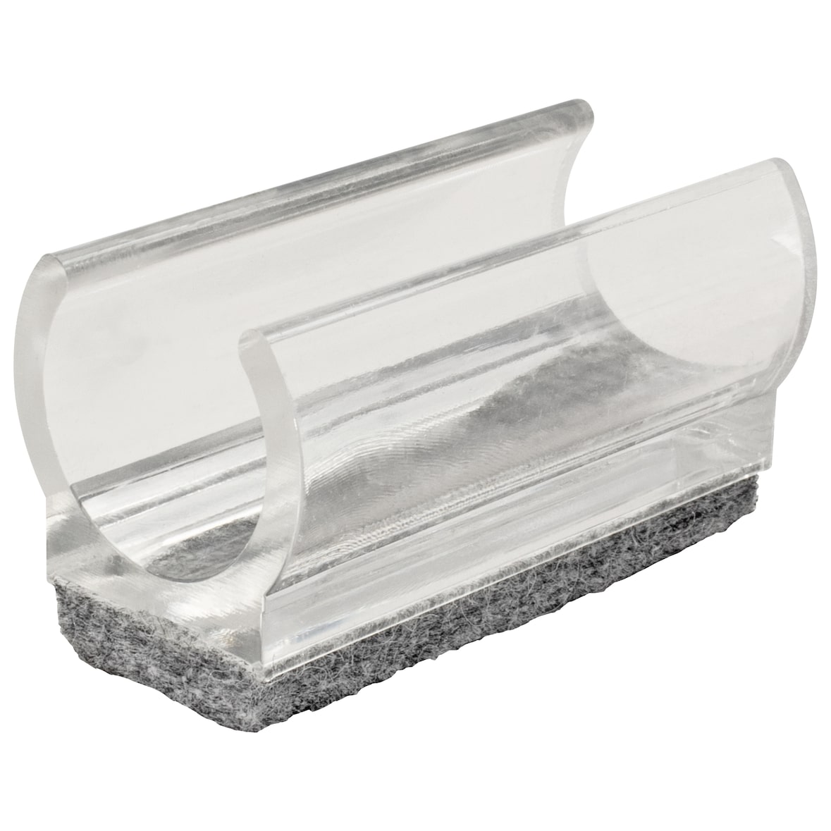 WAGNER Klemmschalengleiter für Rundrohr 4tlg. - 50 x 18/22 x 19/27 mm, Filz 8 mm, Kunststoff transparent - 15069399