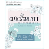 thumbnail of Toilettenpapier KLASSISCH WEISS, 3-lagig, 48 Rollen x 150 Blatt, 100% Zellstoff, weiches Klopapier mit Glücks-Prägung