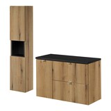 thumbnail of Helloshop26 - Badezimmer-Unterschrank für Waschbecken Designerstil 90 x 60 x 40 cm Eichenoptik schwarz 03_0010000