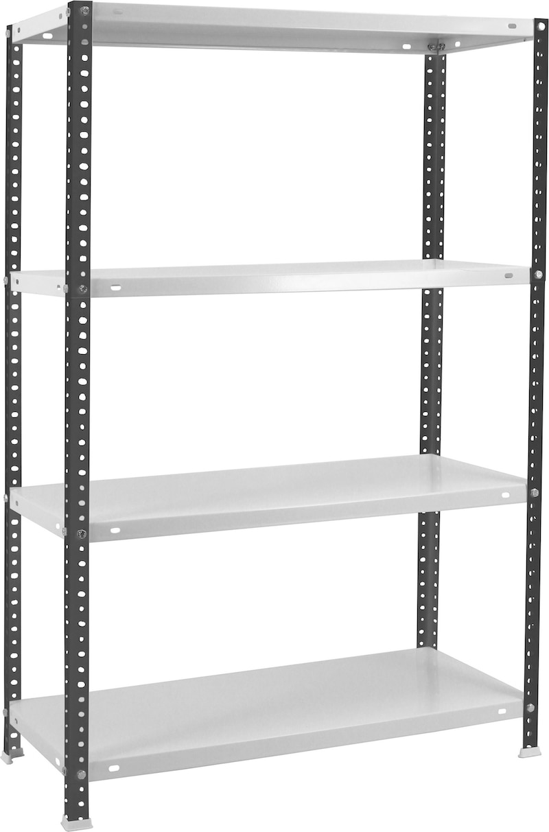 Ein Schwerlastregal mit vier Ebenen.
