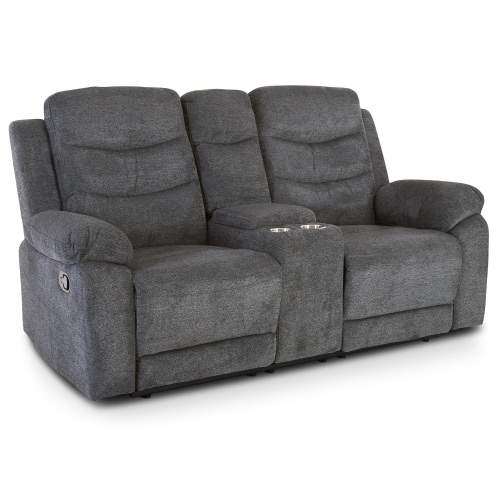 Kinosessel, 2er-Fernsehsessel mit Relaxfunktion, Liegefunktion Easy-Lift, Belastbarkeit je Sitzplatz 130 kg, Mikrofaser, in Dunkelgrau, Raburg Pixx