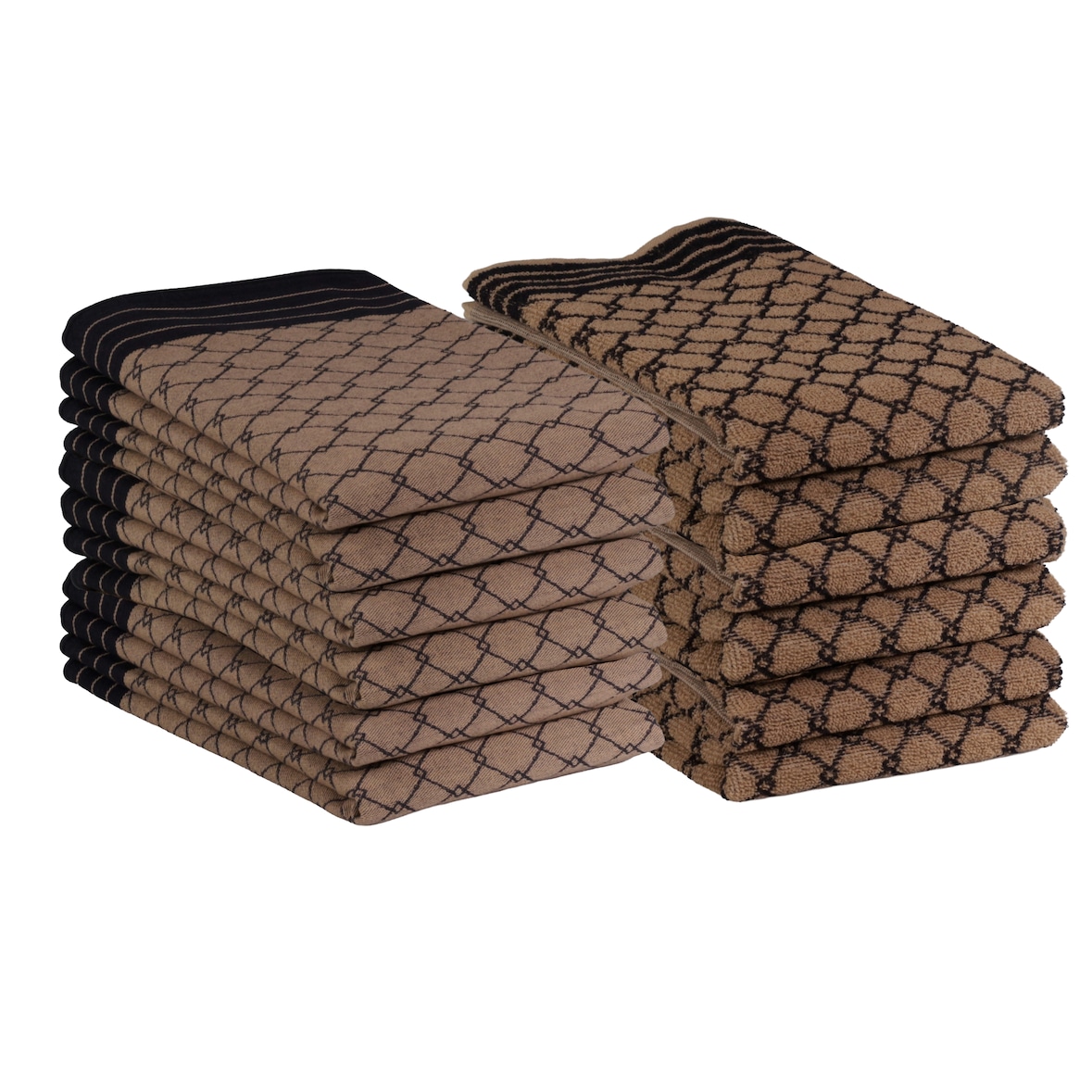 DoubleDry Theedoeken en Keukenhanddoeken Set 12 st - 100% katoen - deluxe, beige