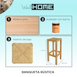 thumbnail of Wellhome - Banco alto quadrado de madeira rústica com acabamento envernizado 32,5x32,5x70 cm