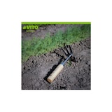 thumbnail of Gartenhacke mit 3 Zähnen und spitzer Spitze Holzstiel aus Edelstahl und handgeschmiedetem Eisen. VITO