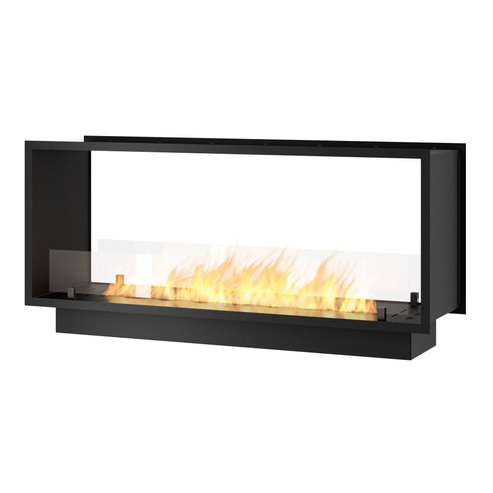 Lareira a Bioetanol 2 Lados 1200 Slim Embutida com Duas Frentes - Preto Fosco, com Vidro, Queimador de 4L, Design Moderno