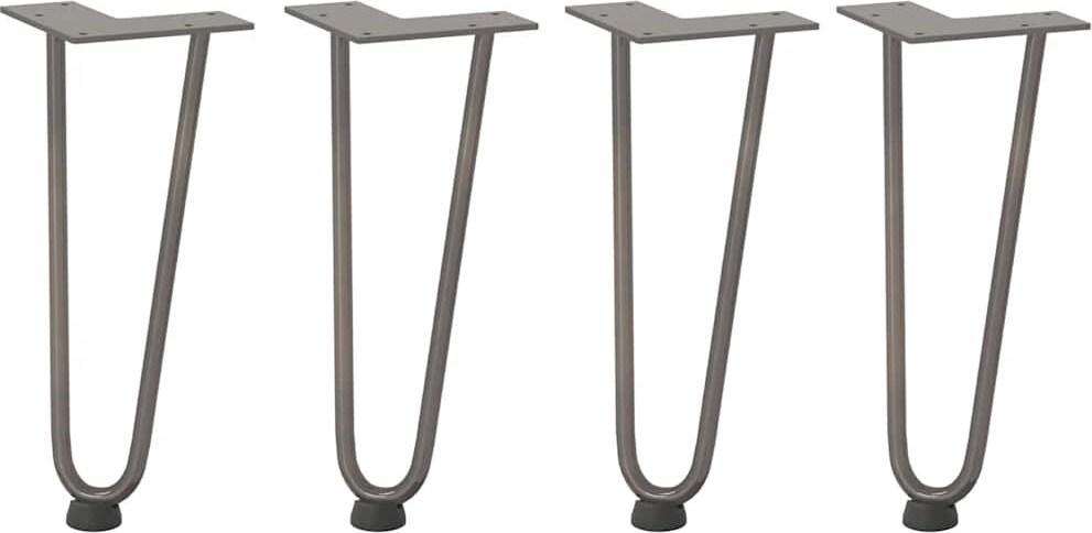 Helloshop26 - Set mit 4 modernen Haarnadelbeinen für Couchtische 30 cm hoch aus naturbelassenem Stahl 02_0056718