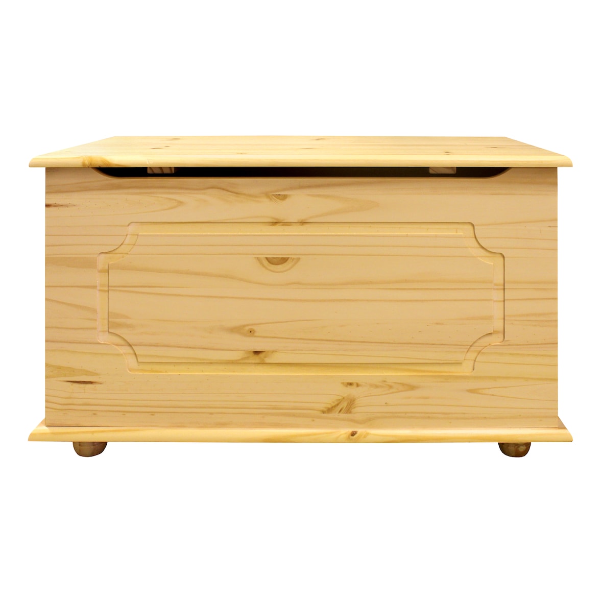 Möbilia Truhe mit massiver Holzklappe | Kiefer-Holz | naturfarben lackiert | B 89 x T 47 x H 43 cm | 19020070 | Serie TRUHE