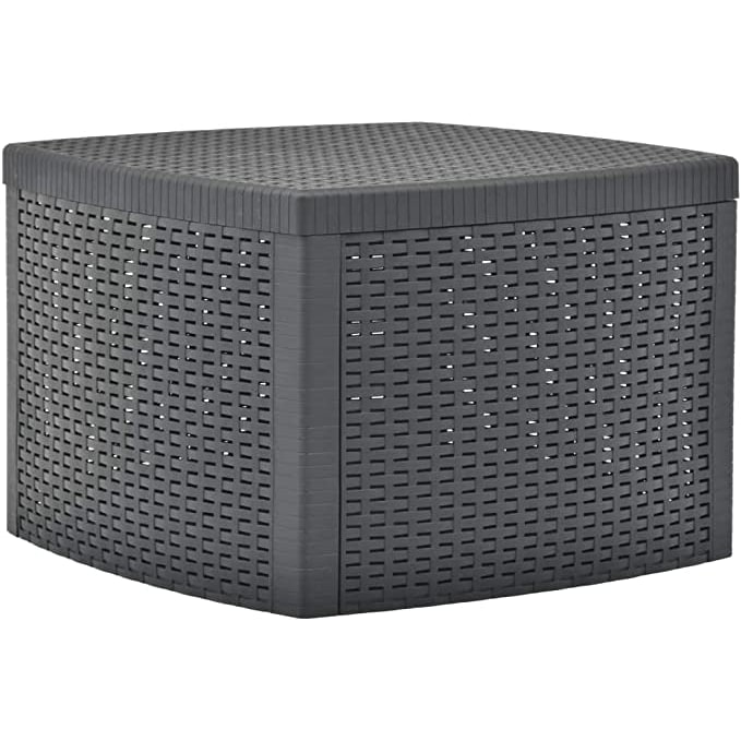 Mesa Resina Auxiliar Simil Rattan Cofre 53x53x40 cm.