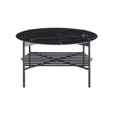 thumbnail of SalesFever Mesa de centro Ø 84cm | rodada | Placa de vidro de 6 mm em aspecto mármore | Estrutura metálica | L 84 x P 84 x A 43 cm | Preto