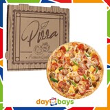 thumbnail of DayBays 7800 Stk. Pizza-Karton 20x20x4 cm  Braun Kraftpapier bedruckt mit Pizza-Motiv