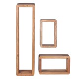 thumbnail of Design Wandregal 3er Set BOHA Massiv Holzregale Akazie Landhausstil, Rustikales Wandregal-Set Holz, Hängeregal Viereckig Echtholz, Wand-Regale,