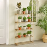 thumbnail of Relaxdays Blumenregal, HxBxT: 140 x 91 x 28 cm, 5 Ablagen, Stecksystem, Metall & Kunststoff, Gewächshaus Regal, braun