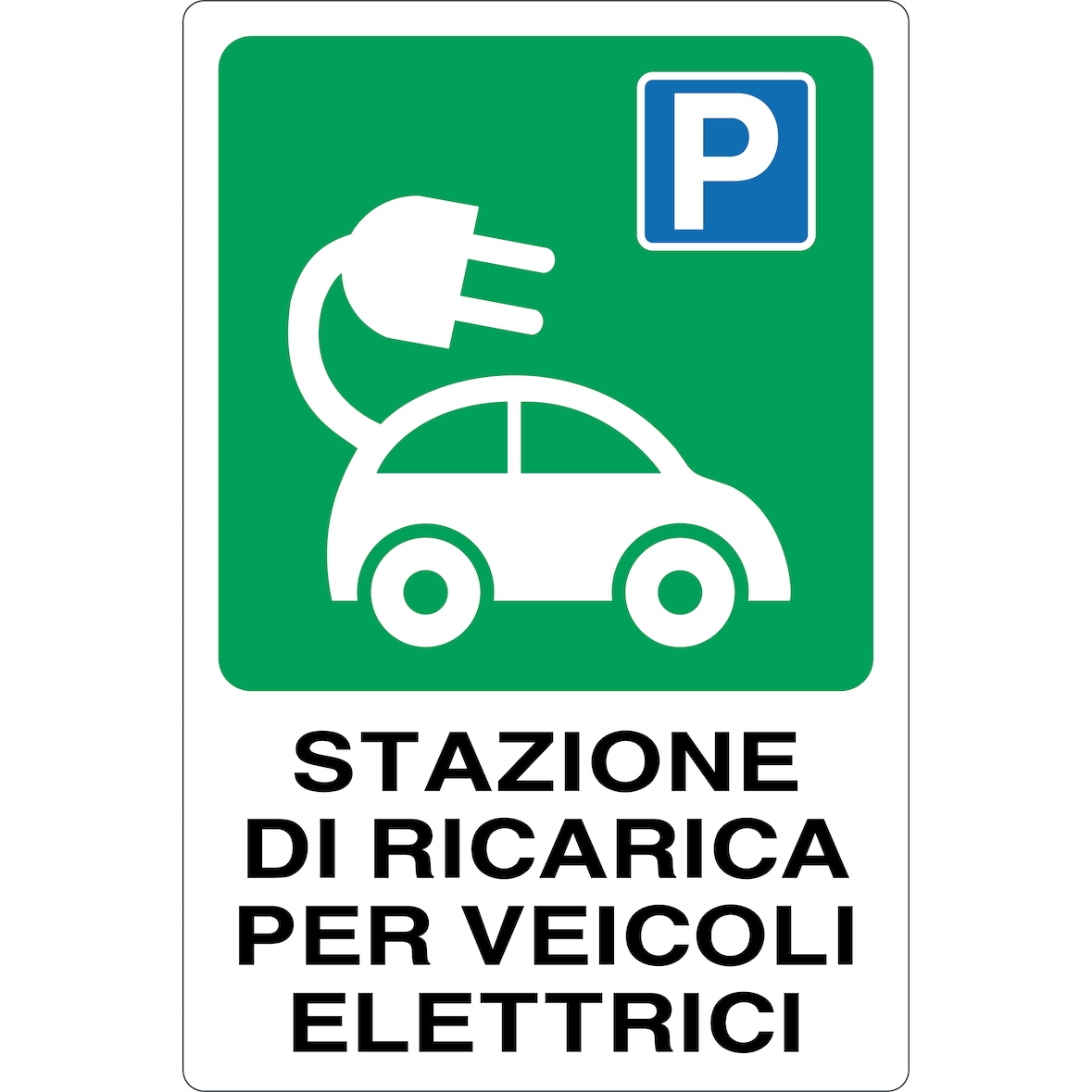 cartello alluminio 333x500  mm stazione di ricarica per veicoli elettrici
