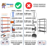 thumbnail of SimonRack Industrieregal, 2000x1500x750 mm, 400 kg am Biegepunkt, 4 Metallböden, Garagenregal, Blau/Orange/Verzinkt- Ecoforte