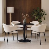 thumbnail of Set aus 2 Stühlen aus breitem Cord-Velours mit Armlehnen, Metallgestell, modernes Design für Küche, Esszimmer, Restaurants – Grace/Butter