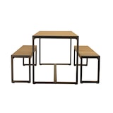 thumbnail of METRO PROFESSIONAL Set di mobili da esterno Modano 3 pezzi, legno di acacia/acciaio, 1 tavolo 162 x 70 cm, 2 panche 147 x 30 cm, marrone naturale/nero
