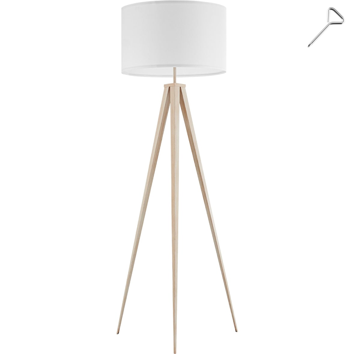 Stehleuchte Lunaris, Textilschirm, Dreibeingestell - eiche