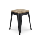 thumbnail of Lot de 4 tabourets en métal noir mat style industriel et assise en bois clair - Hauteur 46 cm