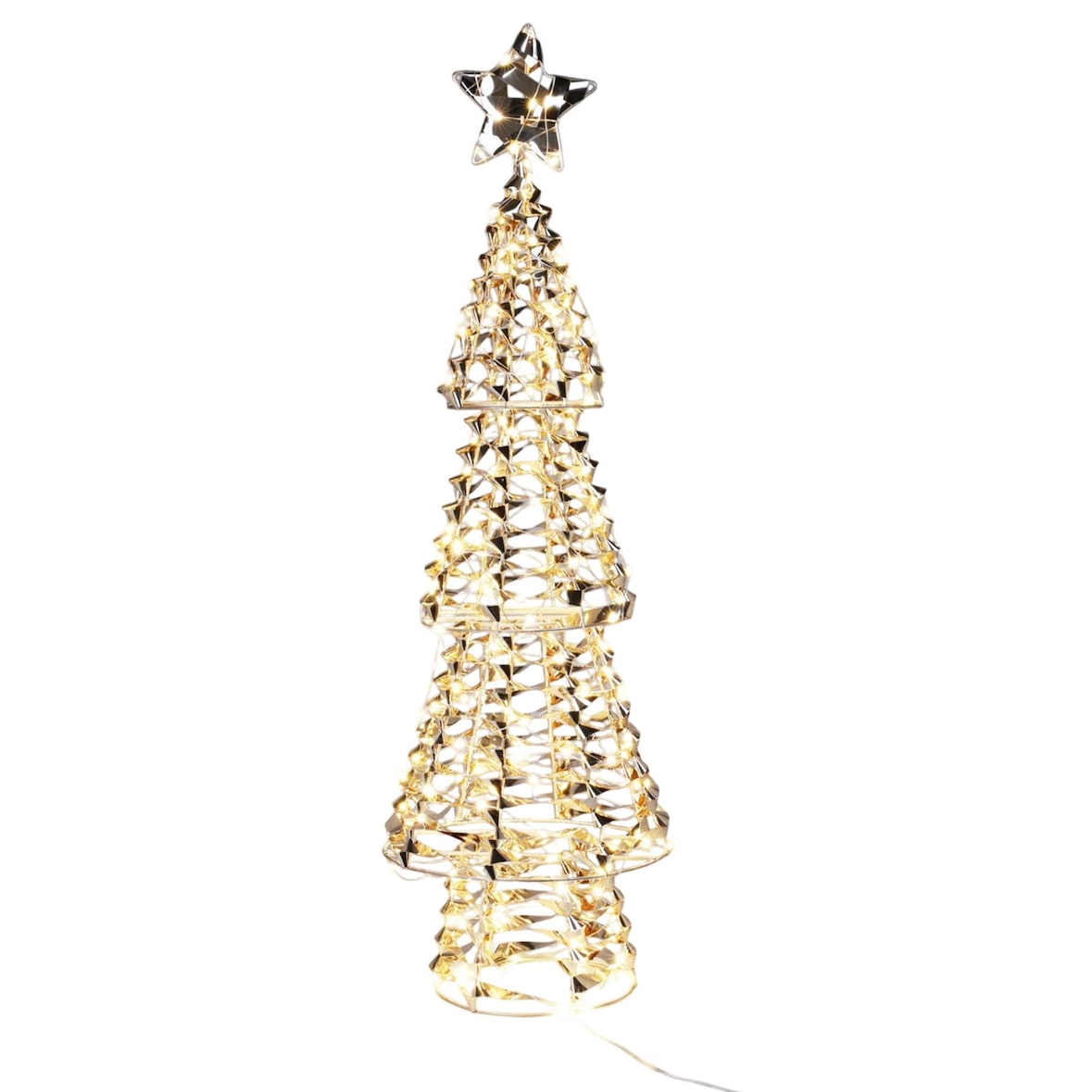 WellHome - Árbol de Navidad con 200 micro Luces LED en blanco cálido diseño retorcido 21x21x68cm