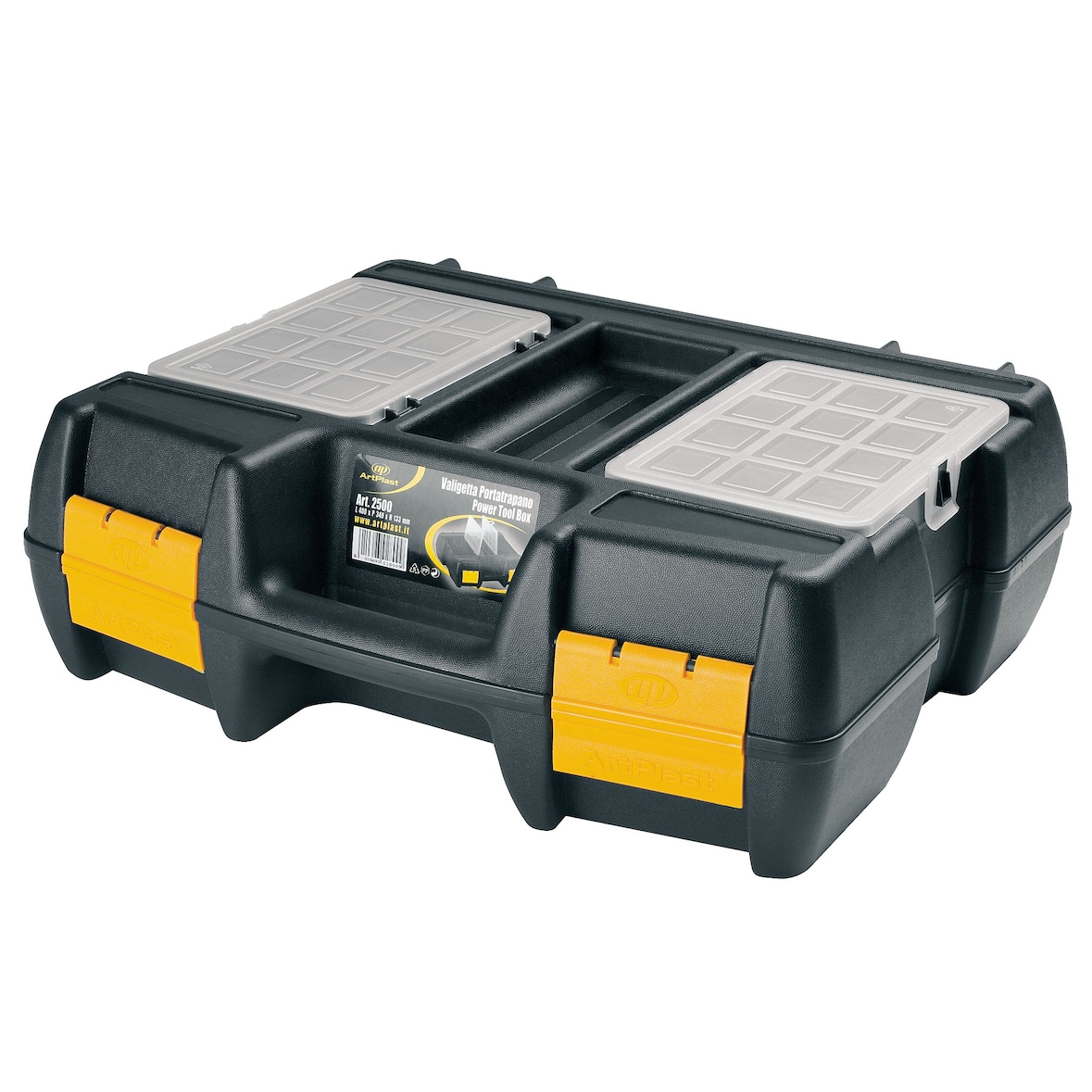 ArtPlast - Valigia portautensili elettrici in polipropilene L400xP340xH133 mm con 2 organizer sul coperchio e interno in schiuma