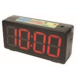 thumbnail of Perel Reloj de pared, pantalla LED digital con cronómetro, temporizador de cuenta atrás y temporizador de intervalos, 327 x 93 x 156 mm, negro