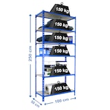 thumbnail of Scaffale metallico senza viti Maderclick 6 ripiani. Colore blu/legno 2500x1000x500 mm