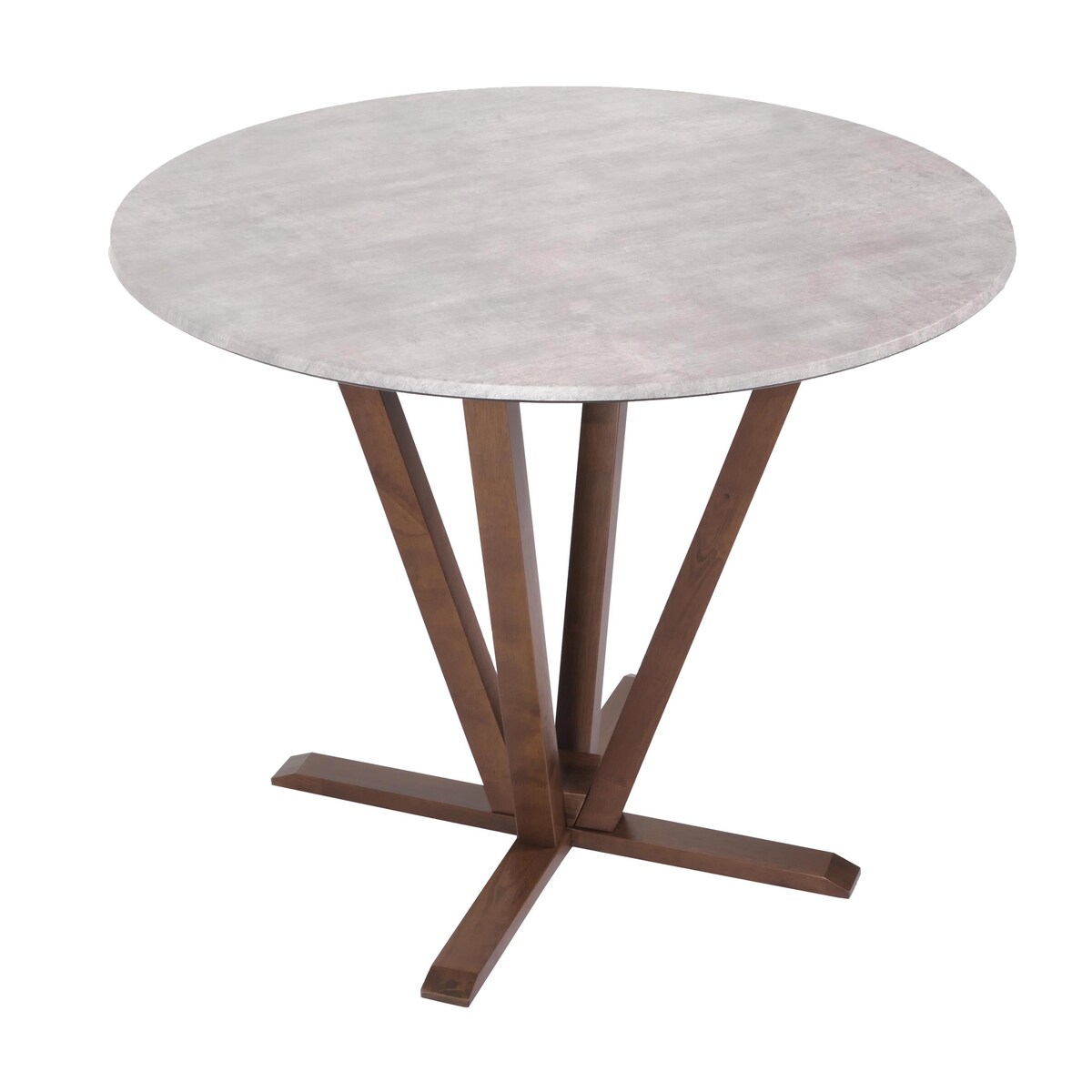 Mendler Bistrotisch HWC-M56, Tisch Esstisch, Massiv-Holz HPL Laminat Melamin Ø92cm, Beton-Optik, braunes Gestell