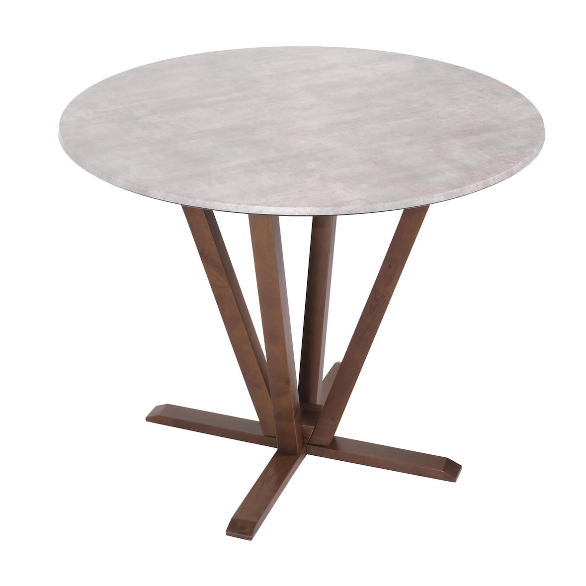 Bistrotisch HWC-M56, Tisch Esstisch, Massiv-Holz HPL Laminat Melamin Ø92cm, Beton-Optik, braunes Gestell