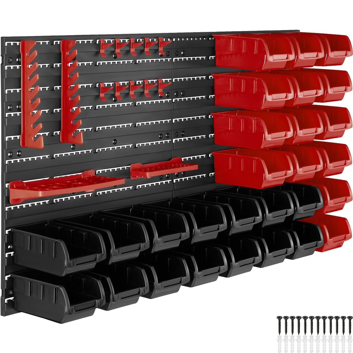 tectake Revistero con 28 cajas apilables y soportes para herramientas - Por unidad negro