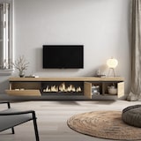 thumbnail of Mobile TV Soggiorno, Ampio spazio, 288x35x45cm, TV di grande formato, Camino elettrico XXL, Sospeso, da appendere, colore Rovere _ 493_54