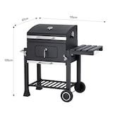 thumbnail of Tarrington House Barbacoa de carbón Memphis, acero/hierro fundido, superficie de barbacoa 41.7 x 57 cm, estante plegable, tapa con termómetro, negro