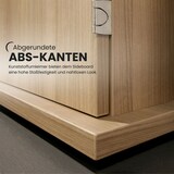 thumbnail of bümö Sideboard Buche/Silber mit Flügeltüren & Regal  - Büromöbel Sideboard mit Schubladen Holz 166cm breit, 45cm schmal, Büro Schrank für Flur oder
