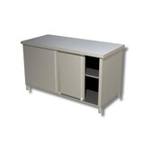 thumbnail of Tavolo per alimenti in acciaio inox aisi 304 con ante scorrevoli di cm.150x70x85/90h