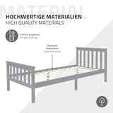 thumbnail of ML-Design Holzbett 90x200 cm Hellgrau mit Matratze H:16 cm, Massivholz Bettgestell aus Kiefernholz mit Lattenrost & Füßen, Einzelbett mit Kopf- &