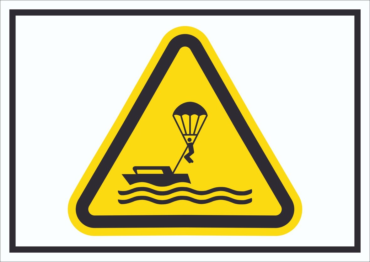 Schild Warnung Parasailing Symbol A6 Rückseite selbstklebend