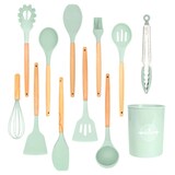 thumbnail of Intirilife 12-teiliges Küchenutensilien Set Silikon in Mint Grün - 12.5 x 32.5 cm - Kochbesteck mit Zange Schneebesen Pfannenwender Pinsel Schöpfkelle