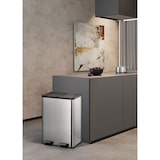 thumbnail of PROREGAL Rechteckiger Treteimer aus gebürstetem Edelstahl mit getrennten Soft-Close & Stay-Open Deckel | 20+20 Liter, HxBxT 59,2x46,3x33,2cm | Silber