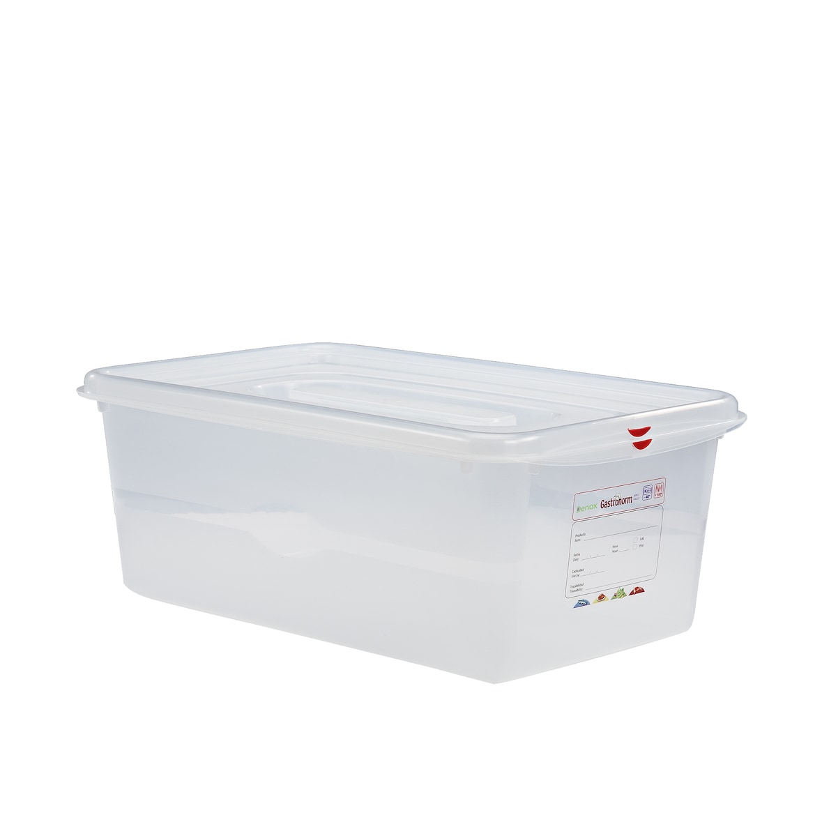 DENOX Contenedor profesional, polipropileno, Gastronox 1/1, 28 L, 530 x 325 x H200, con tapa y cierre de click