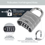 thumbnail of HMF Zahlenschloss Vorhängeschloss, robustes Schloss mit 4-stelligem Zahlencode aus Aluminiumlegierung, 5,6 x 2,6 x 8,7 cm, Silber