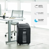 thumbnail of Destructora trituradora Automática Fellowes 100M, uso personal, destruye hasta 100 hojas en minicorte de 4x10mm, DIN P-4, papelera 23L/175 hojas