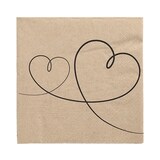 thumbnail of 200 Servietten, 3-lagig 1/4-Falz 33 cm x 33 cm natur `Love` aus recyceltem Papier