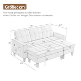 thumbnail of Multifunktionales L-Form Sofa mit Hocker, LED-Beleuchtung, USB-Anschluss, Chenille-Stoff, 500 kg belastbar, Gesamtgröße 185x135x85 cm, Beige