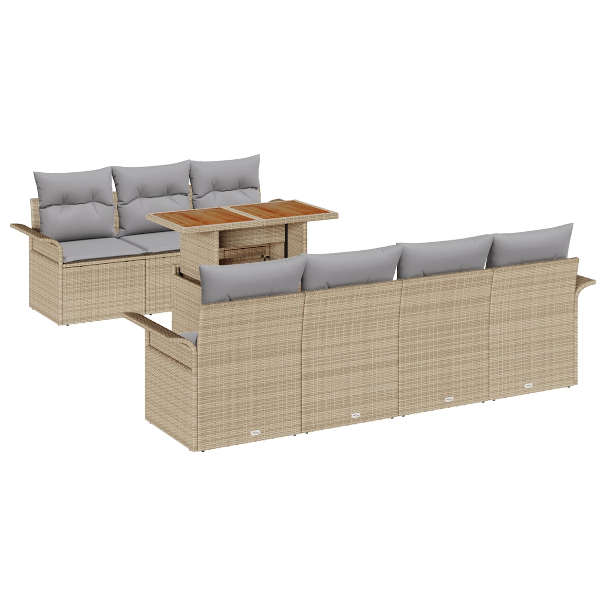 vidaXL 8-teiliges Garten-Sofa-Set mit Kissen Beige Poly-Rattan