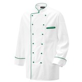 thumbnail of 203 - Kochjacke weiß langarm mit Paspel in verschiedenen Farben : Flaschengrün 100% Baumwolle 230 g/m² (15) 4XL