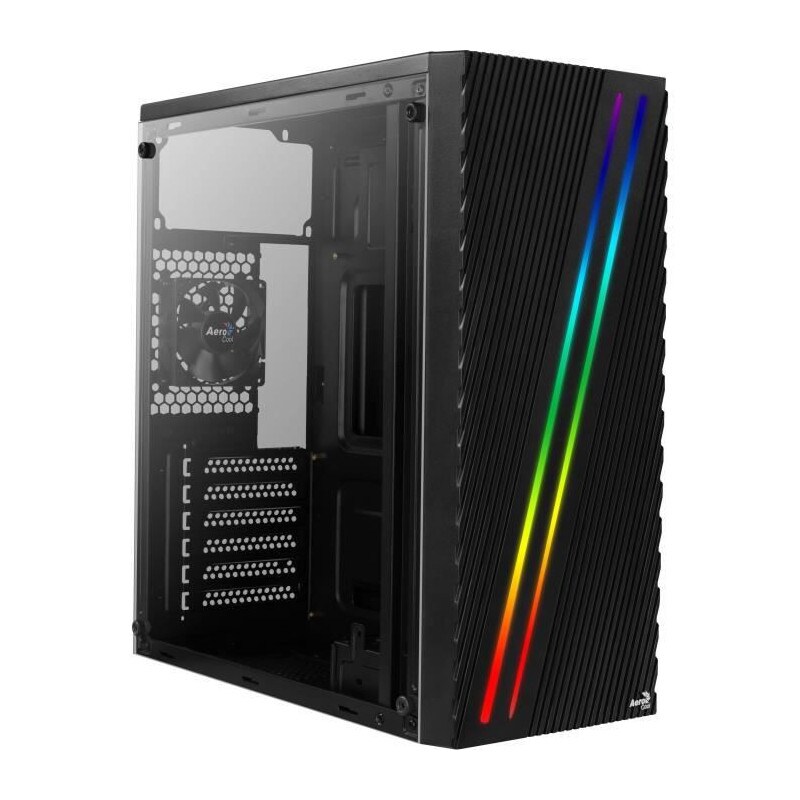 Aerocool Streak - Boitier Pc Atx Rgb - Panneau Lateral - Ventilateur 80mm